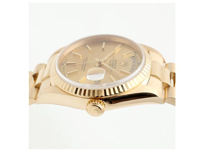 Rolex Orologio in oro da uomo Day-Date con edizione quadrante a binario e indice a barre D'oro - vista 13