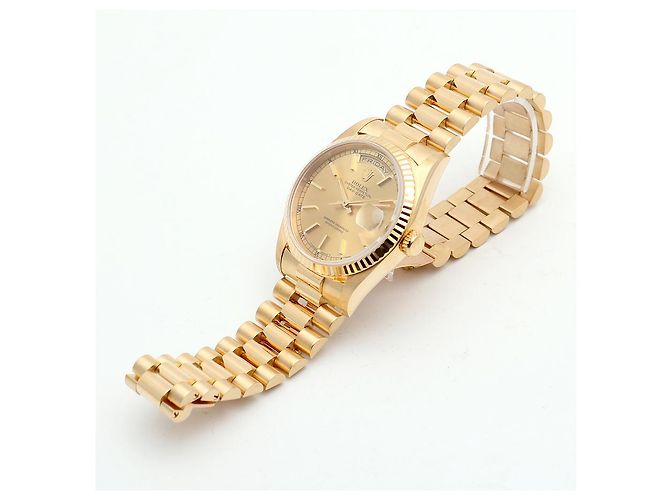 Rolex Orologio in oro da uomo Day-Date con edizione quadrante a binario e indice a barre D'oro - vista 15