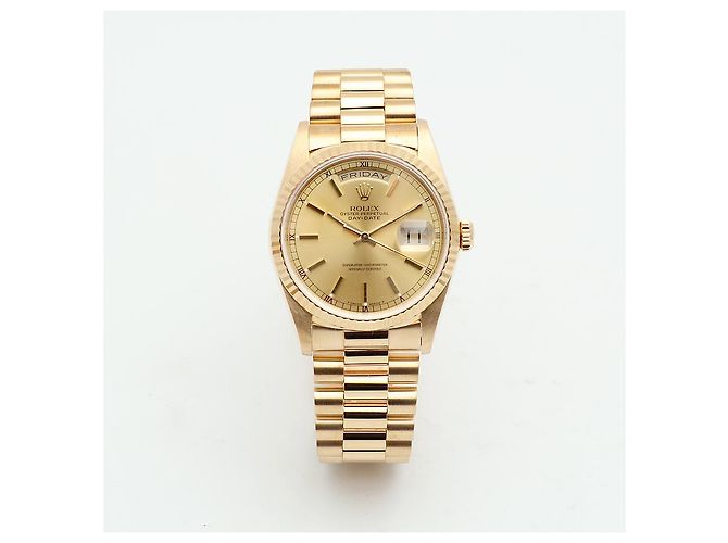 Rolex Orologio in oro da uomo Day-Date con edizione quadrante a binario e indice a barre D'oro - vista 17
