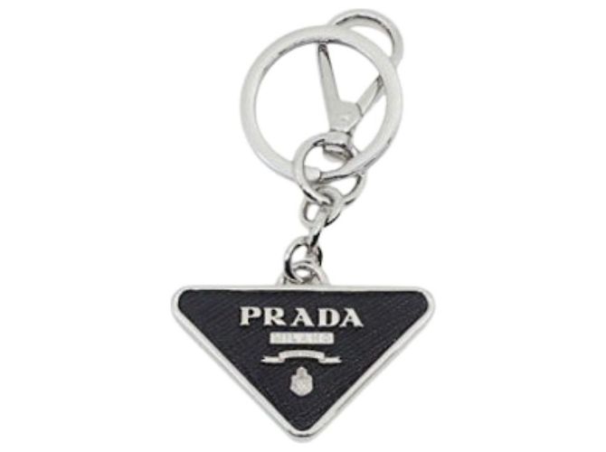 Prada Portachiavi Saffiano Logo Nero - vista 2