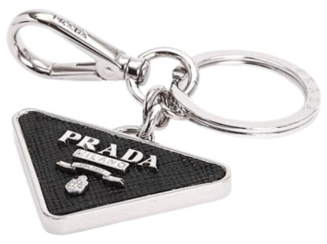 Prada Portachiavi Saffiano Logo Nero - vista 3