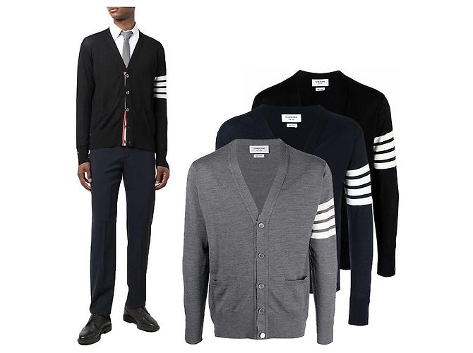 Thom Browne Merinowolle-Cardigan Braun - Ansicht 8