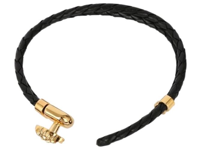 Versace Bracciale in pelle nera Medusa Gold Nero - vista 4