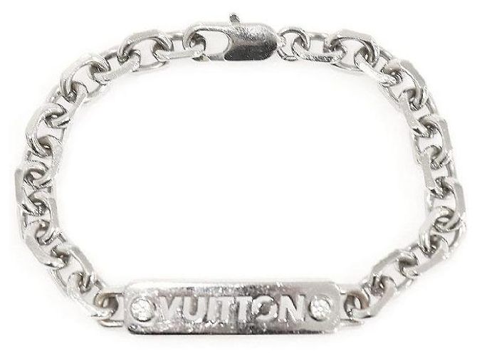 Louis Vuitton Palladium Chain Crystal ID Bracelet Size Silvery - view 3