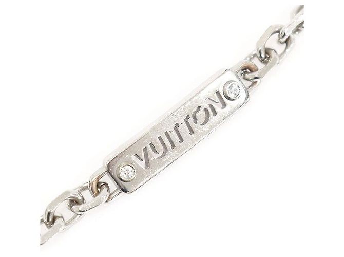 Louis Vuitton Palladium Chain Crystal ID Bracelet Size Silvery - view 6