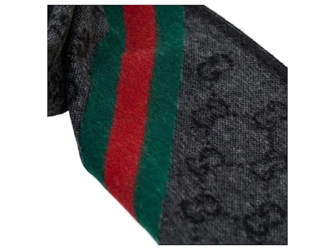 Gucci GG Web Wollschal Anthrazit Braun - Ansicht 6