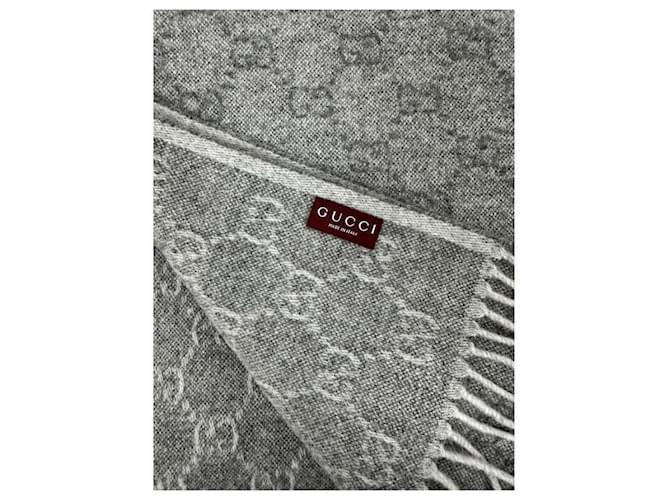 Gucci GG Web Wollschal Anthrazit Braun - Ansicht 8