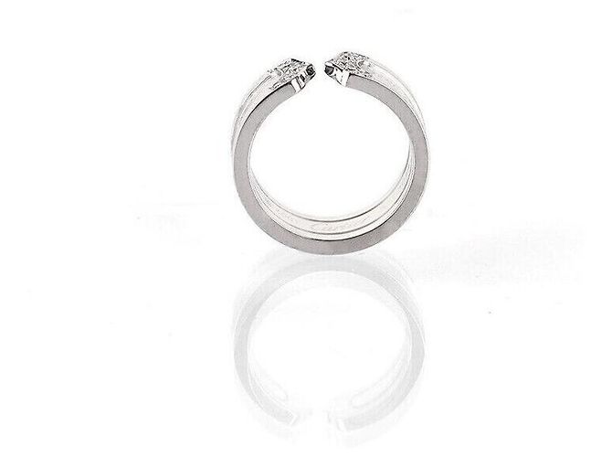 Cartier Doppelring aus Weißgold mit Diamant Größe - Ansicht 2