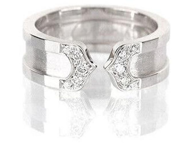 Cartier Doppelring aus Weißgold mit Diamant Größe - Ansicht 4