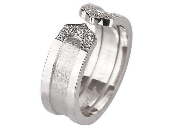 Cartier Doppelring aus Weißgold mit Diamant Größe - Ansicht 6