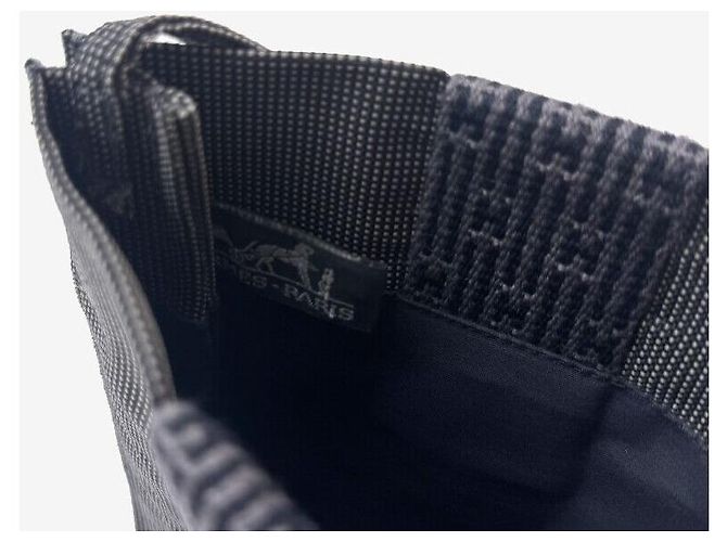 Hermès Eline Huruto Canvas Umhängetasche Grau Anthrazit Braun - Ansicht 5