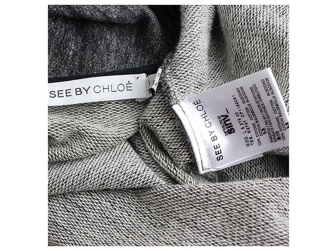 Chloé Vestido de algodón gris Sea de Mélange Castaño - vista 3