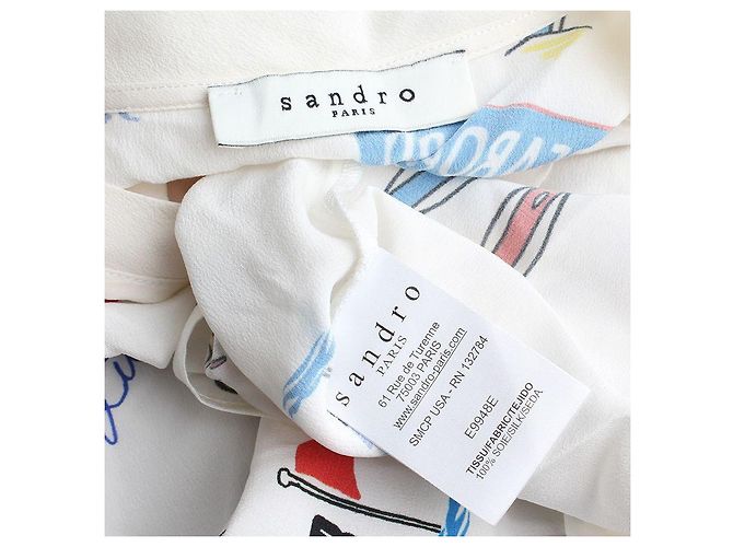 Sandro Top de seda estampado Branco - vista 3