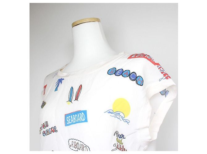 Sandro Top de seda estampado Branco - vista 4
