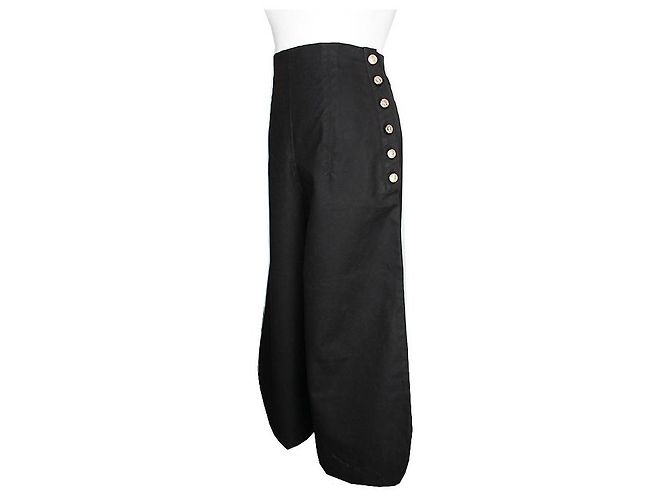 Chanel Pantalones de algodón negros en forma de barril - vista 3