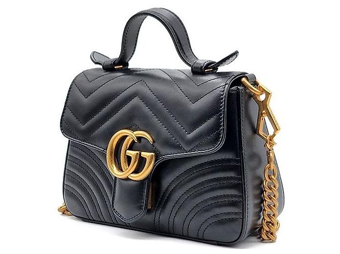 Gucci Borsa a spalla Marmont Mini con manico superiore Nero - vista 2