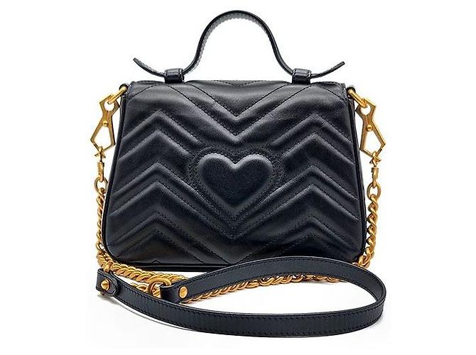 Gucci Borsa a spalla Marmont Mini con manico superiore Nero - vista 3