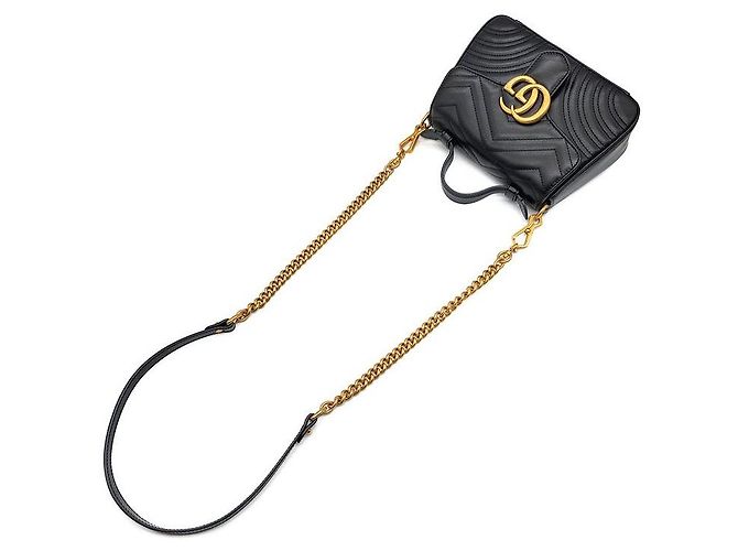Gucci Borsa a spalla Marmont Mini con manico superiore Nero - vista 4