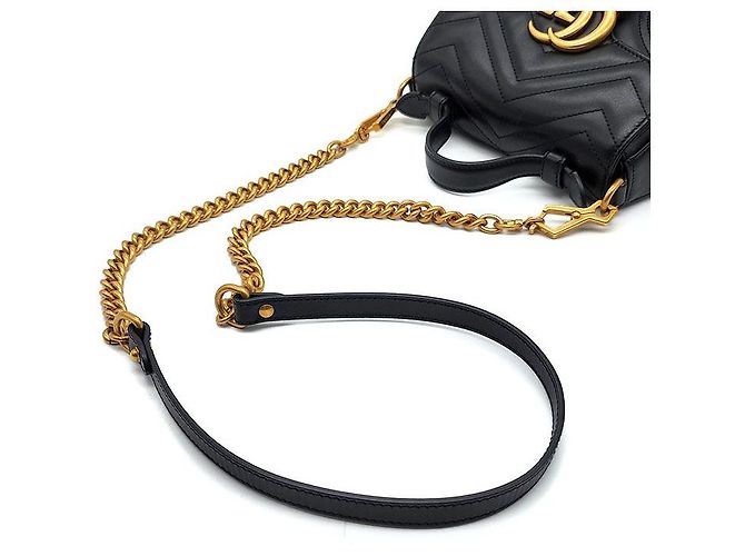 Gucci Borsa a spalla Marmont Mini con manico superiore Nero - vista 5