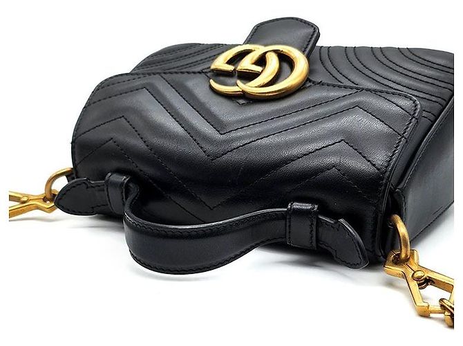 Gucci Borsa a spalla Marmont Mini con manico superiore Nero - vista 6