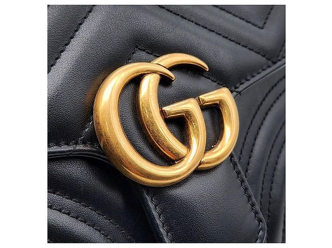 Gucci Borsa a spalla Marmont Mini con manico superiore Nero - vista 8