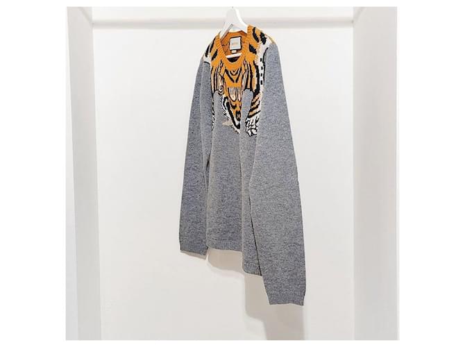 Gucci Tiger-Intarsien-Strickpullover mit langen Ärmeln Braun - Ansicht 2