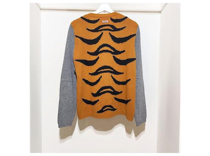 Gucci Tiger-Intarsien-Strickpullover mit langen Ärmeln Braun - Ansicht 3