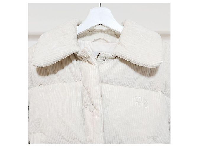 Miu Miu Suéter cropped acolchoado de corduroy Prata - vista 4
