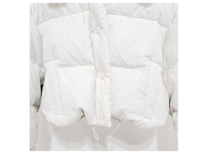 Miu Miu Suéter cropped acolchoado de corduroy Prata - vista 5
