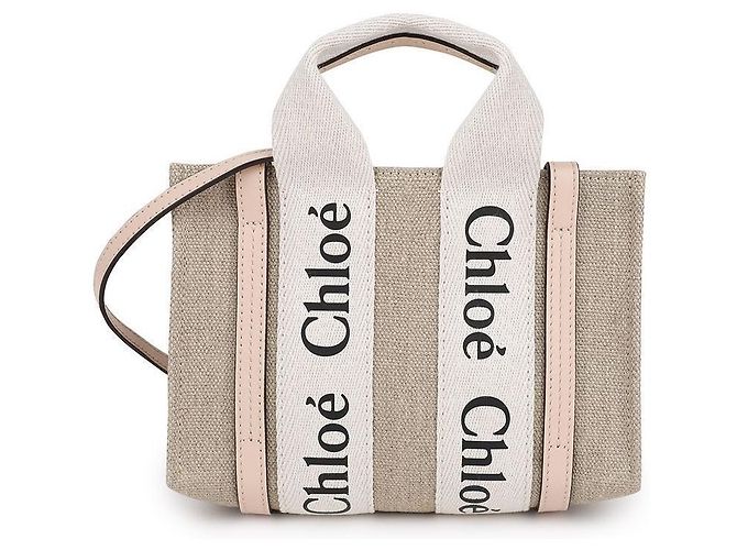 Chloé Borsa mini tote Woody in lino per donne Marrone - vista 3