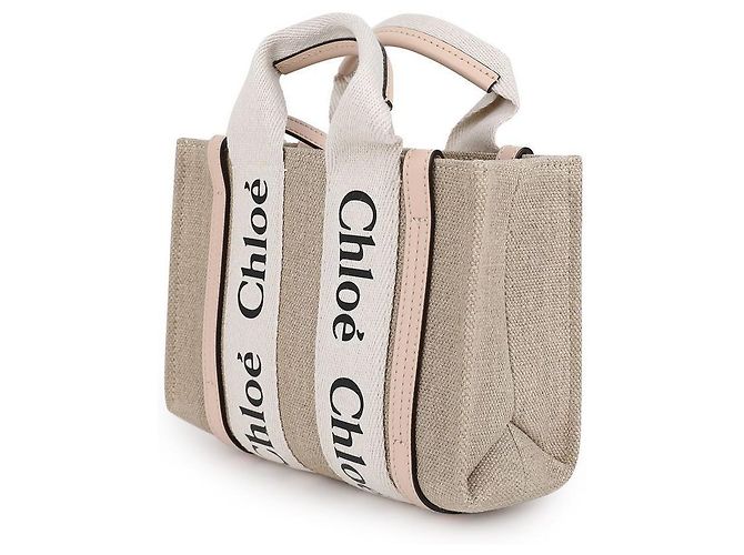 Chloé Borsa mini tote Woody in lino per donne Marrone - vista 4