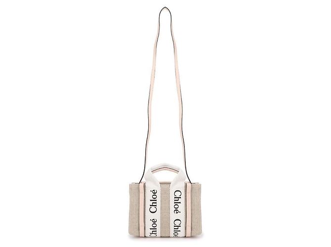 Chloé Borsa mini tote Woody in lino per donne Marrone - vista 5