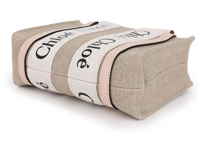 Chloé Borsa mini tote Woody in lino per donne Marrone - vista 6