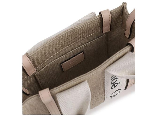 Chloé Borsa mini tote Woody in lino per donne Marrone - vista 8