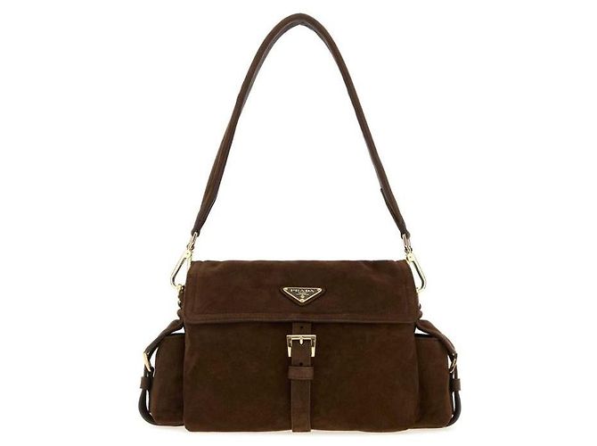Prada Explore Medium Suede Shoulder Bag Brown - view 4