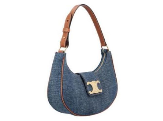 Céline Borsa a spalla media in denim Blu - vista 5