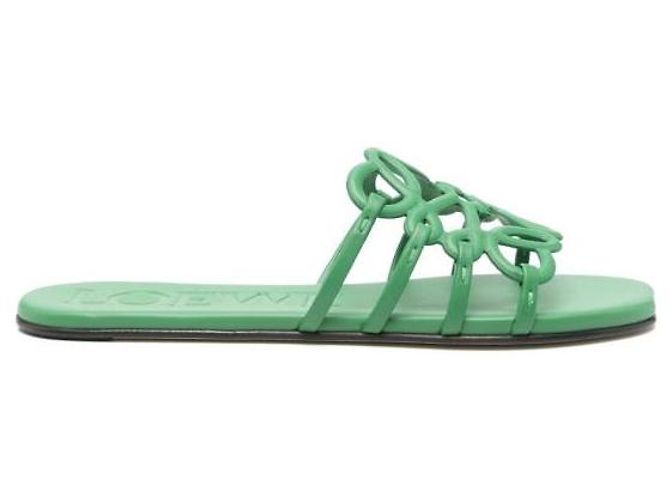 Loewe Slide Anagrama Pétala em Couro Macio de Bezerro Pétala Verde - vista 4