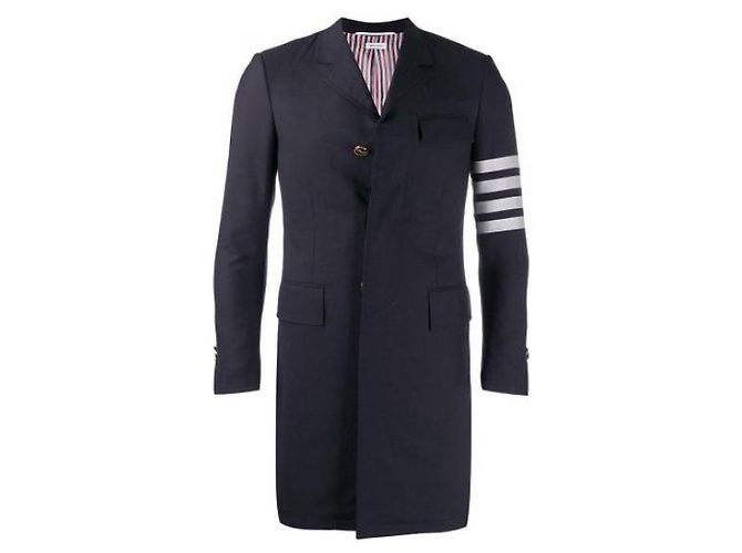 Thom Browne Striped High Armhole Plain Weaving Wool Blue - view 4