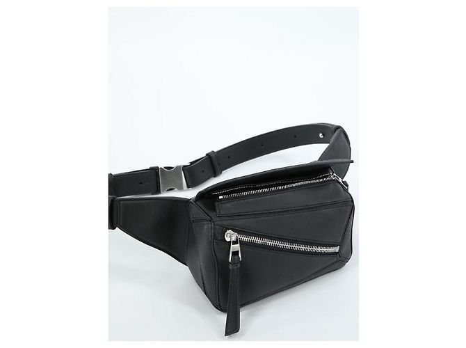 Loewe Mini bumbag Puzzle in pelle di vitello classica Nero - vista 7