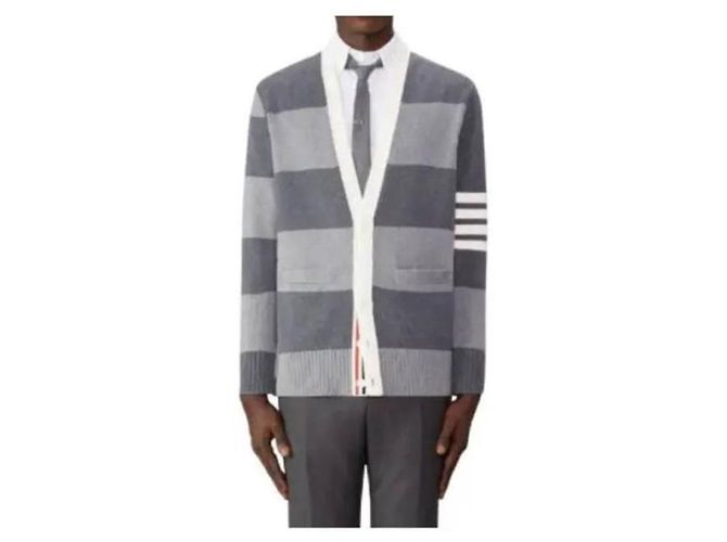 Thom Browne Baumwoll-Rugby-Rose-Icon-V-Ausschnitt-Cardigan Braun - Ansicht 4