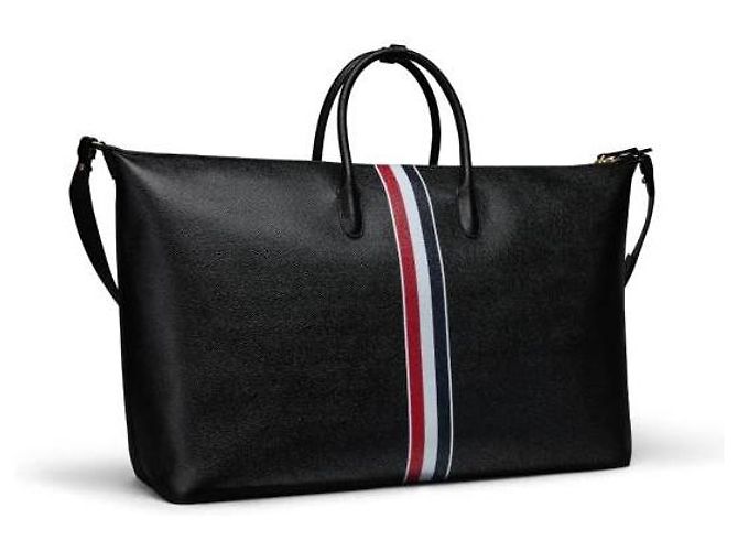 Thom Browne Bolsa de viagem em couro pebble grain Preto - vista 5