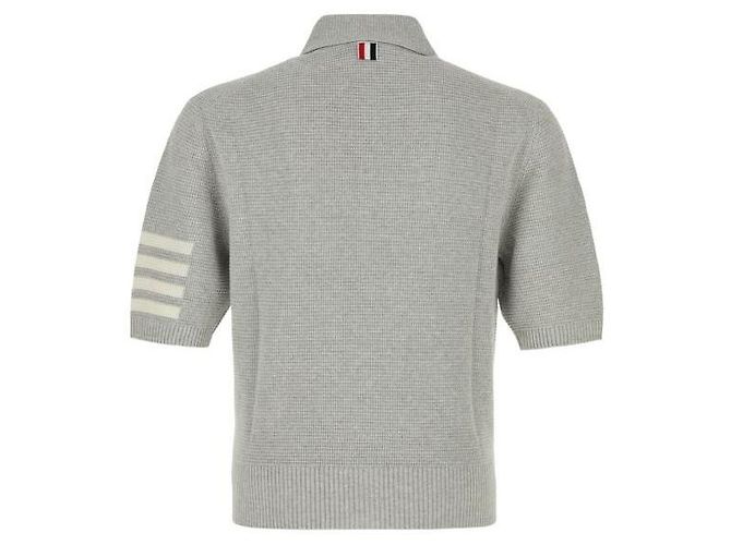 Thom Browne Polo de linho e algodão com ajuste relaxado Marrom - vista 5