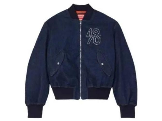 Kenzo Reversible bestickte Denim-Bomberjacke Blau - Ansicht 4