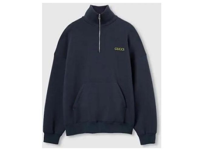 Gucci Sweatshirt mit halbem Reißverschluss Blau - Ansicht 4