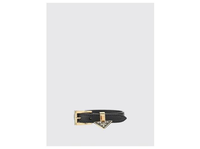 Prada Bracciale Triangolo Logo Saffiano Nero - vista 5