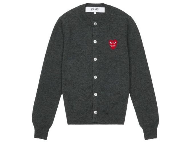 Comme Des Garcons Rundhals-Doppelburgunder-Emblem-Strick AX - Ansicht 4