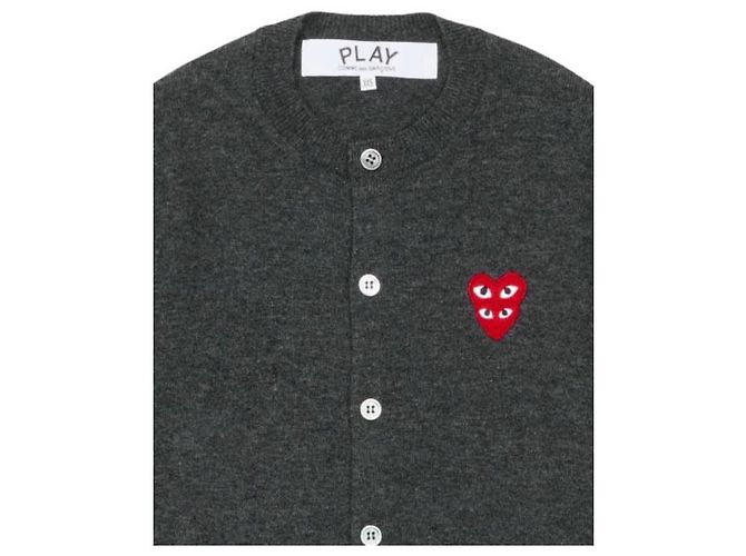 Comme Des Garcons Rundhals-Doppelburgunder-Emblem-Strick AX - Ansicht 6