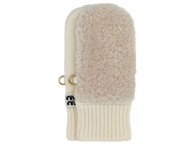 Miu Miu Woll-Kaschmir-Schafslederhandschuhe Weiß - Ansicht 4