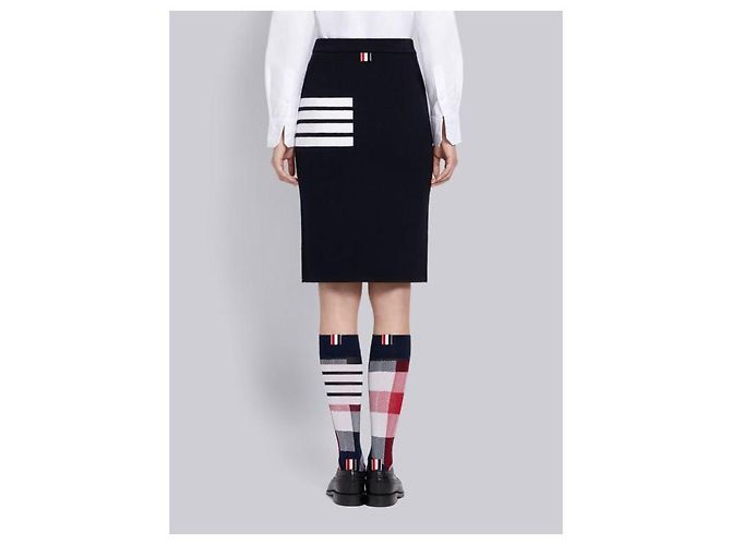 Thom Browne Pantalones de lana merina Stripe Link Stitch Azul - vista 12