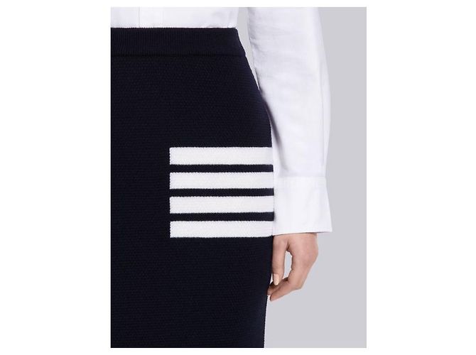 Thom Browne Pantalones de lana merina Stripe Link Stitch Azul - vista 13